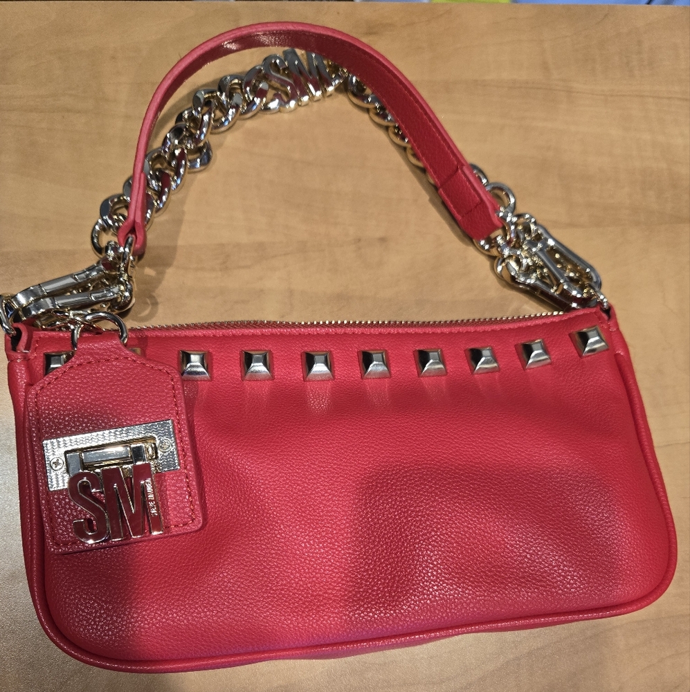 Steve Madden Red Clutch with Silver Hardware